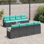 vidaXL Ensemble de canapé de jardin avec coussin 9 Pièces Noir polyrotin