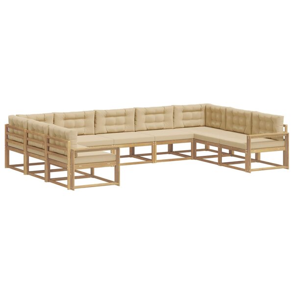 vidaXL Ensemble de canapés d'extérieur 9 Pièces Blanc et Beige
