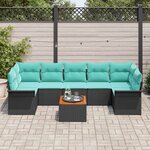 vidaXL Ensemble de canapé de jardin 8 Pièces Noir et turquoise