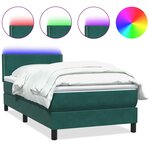 vidaXL Sommier à lattes de lit et matelas et LED vert foncé 90x210 cm velours