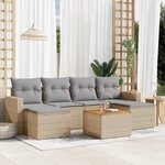 vidaXL Salon de jardin avec coussins 7 Pièces beige résine tressée