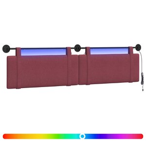vidaXL Tête de lit suspendue Avec lumière LED Bordeaux Tissu