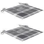 vidaXL Chaise à bascule avec coussin à carreaux gris Bois de teck