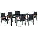vidaXL Set de jardin 7 pièces en textilène noir et acier