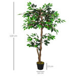 Outsunny arbre artificiel plante artificiel ficus hauteur 1 2 m tronc branches liane lichen feuilles grand réalisme pot inclus