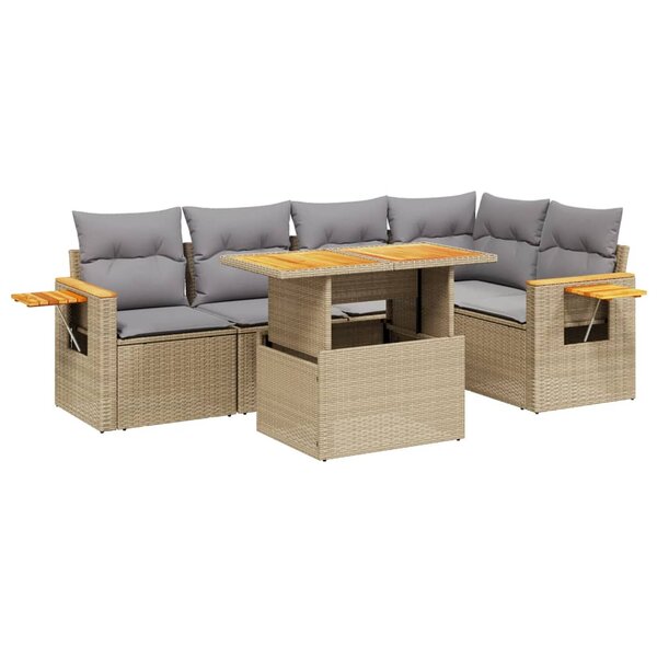 vidaXL Salon de jardin avec coussins 6 Pièces beige résine tressée