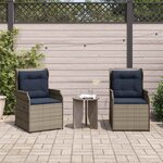 vidaXL Banc de jardin avec coussin 2 Pièces Gris Poly rotin