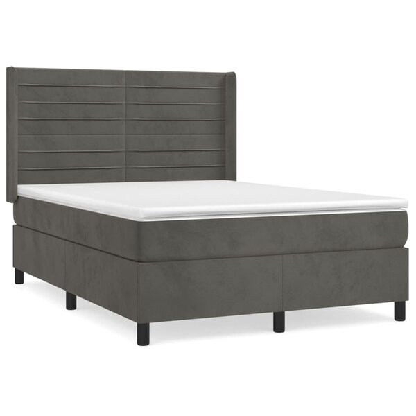 vidaXL Sommier à lattes de lit et matelas Gris foncé 140x200cm Velours
