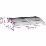 vidaXL Auvent de porte Gris 150x75 cm Polycarbonate