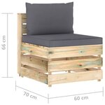 Vidaxl canapé de jardin 3 places avec coussins bois imprégné de vert