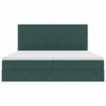 vidaXL Lit de rangement LED avec matelas Vert foncé 200 x 200 cm
