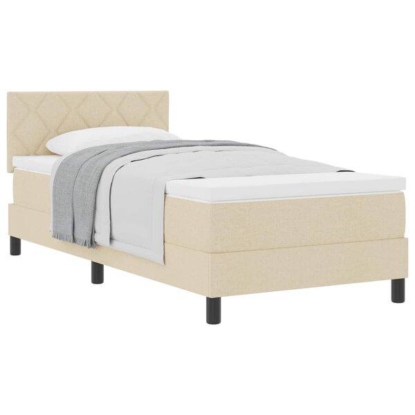 vidaXL Lit à ressorts avec tête de lit Crème 100 x 200 cm tissu