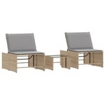 vidaXL Chaises longues lot de 2 avec table beige résine tressée