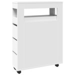 vidaXL Meuble étroit de salle de bain à roulettes blanc