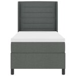 vidaXL Lit à ressort LED avec matelas Gris foncé 100 x 200 cm tissu