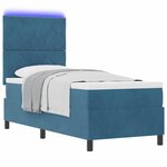 vidaXL Lit à ressort LED avec matelas Bleu foncé 80 x 200 cm tissu
