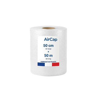 Lot de 1 rouleau de film papier bulle tricouche Aircap largeur 50 cm x longueur 50 mètres