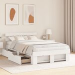 vidaXL Cadre de lit blanc avec tiroirs - 135x190 cm en bois de pin massif