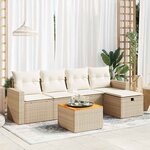 vidaXL Salon de jardin avec coussins 6 Pièces beige résine tressée