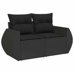 vidaXL Salon de jardin 8 Pièces avec coussins noir résine tressée