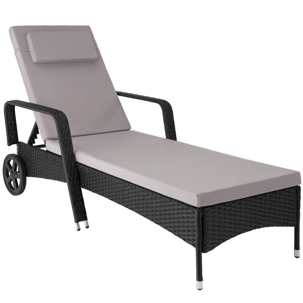 Tectake bain de soleil aluminium cassis 6 positions avec roulettes - noir