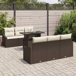 vidaXL Ensemble de canapé de jardin 7 Pièces Marron et Crème polyrotin