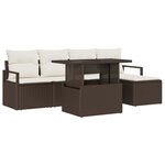 vidaXL Ensemble de canapé de jardin 6 Pièces Marron Poly rotin