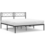 vidaXL Cadre de lit métal sans matelas avec tête de lit noir 140x190cm