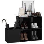 vidaXL Armoire à chaussures d’entrée noir brillant bois ingénierie
