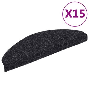 vidaXL Tapis d'escalier autocollants 15 pièces 65 x 21 x 4 cm Noir Demi-rond Grand