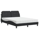 vidaXL Lit avec matelas noir 120x200 cm similicuir