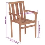 vidaXL Chaises de jardin empilables avec coussins lot de 8 Teck solide