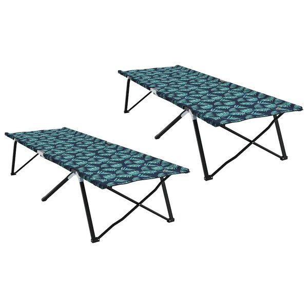vidaXL Lit de camping pliant Feuille 2 Pièces Foret 206 x 76 x 74 cm
