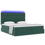 vidaXL Lit de rangement LED avec matelas Vert foncé 200 x 200 cm