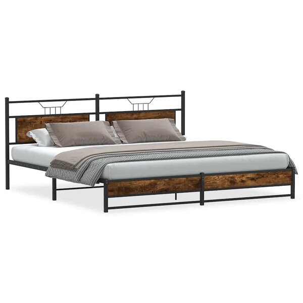 vidaXL Cadre de lit en métal sans matelas chêne fumé 200x200 cm