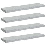 vidaXL Étagères murales flottantes 4 Pièces Gris béton 90x23 5x3 8cm MDF