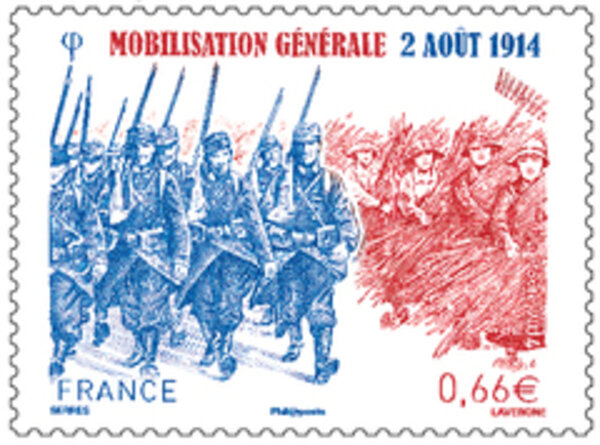 Timbre Mobilisation générale 2 août 1914