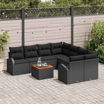 vidaXL Ensemble de canapé de jardin 9 Pièces Noir Poly rotin