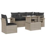 vidaXL Salon de jardin 6 Pièces avec coussins gris clair résine tressée