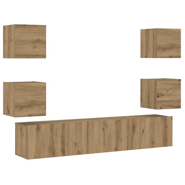 vidaXL Meubles TV muraux 6 Pièces chêne artisanal bois d'ingénierie