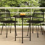 vidaXL Table de salle à manger Noir Ø55 cm Verre trempé et acier