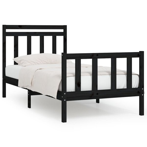 vidaXL Cadre de lit sans matelas noir bois massif de pin 100x200 cm
