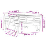 vidaXL Table de pique-nique pour enfants 88x122x58 cm bois massif pin