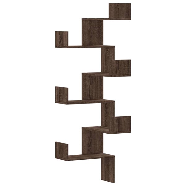 vidaXL Étagère d'angle murale chêne marron 45x45x147cm bois ingénierie