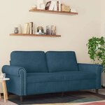vidaXL Canapé à 2 places Bleu 140 cm Velours
