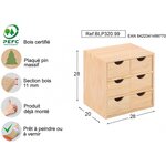 Mini rangement bloc en pin brut ave tiroirs 6 tiroirs m2