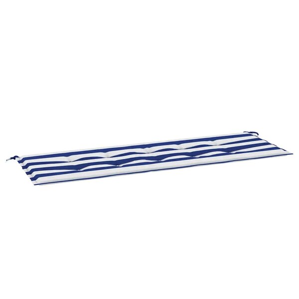 vidaXL Coussin de banc de jardin rayures bleues et blanches 150x50x4cm
