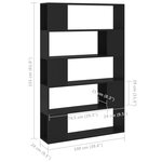 vidaXL Bibliothèque Séparateur de pièce Noir Bois d'ingénierie