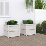 vidaXL Jardinières 2 Pièces blanc bois de pin massif