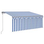 vidaXL Auvent rétractable automatique avec store 3 5x2 5 m Bleu blanc